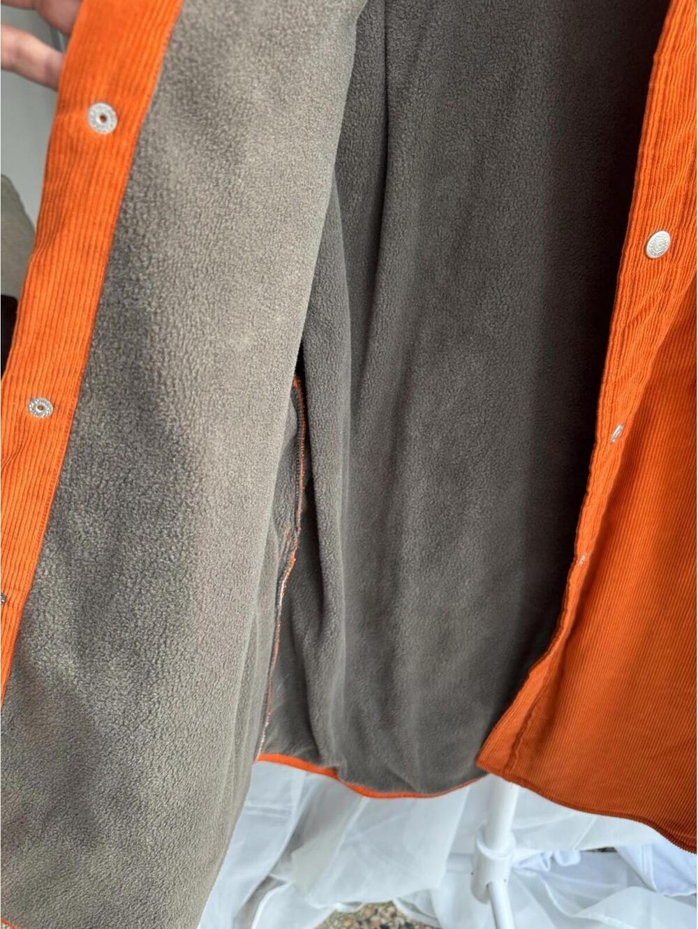 Mens Covington Corduroy Shirt Jacket Orange Lined Snap Fleece Lined XL - Picture 4 of 7